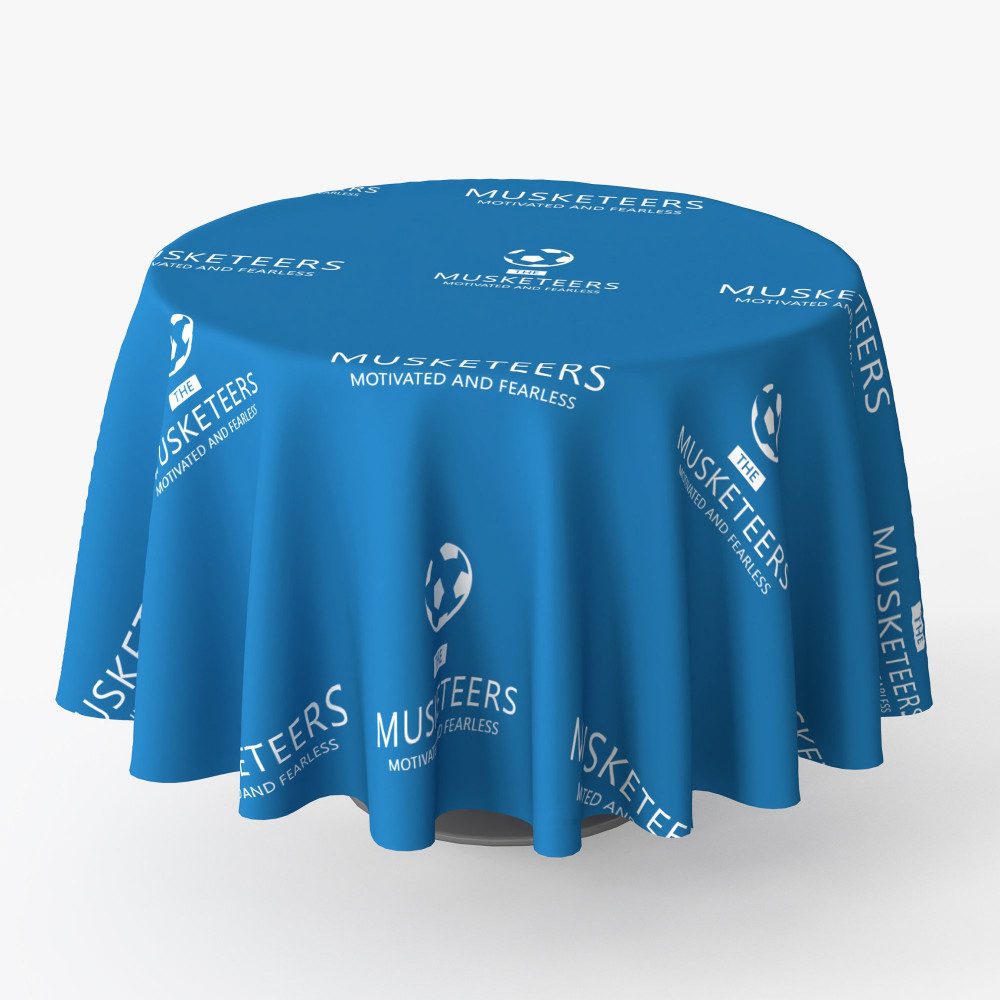 Round branded table cover example