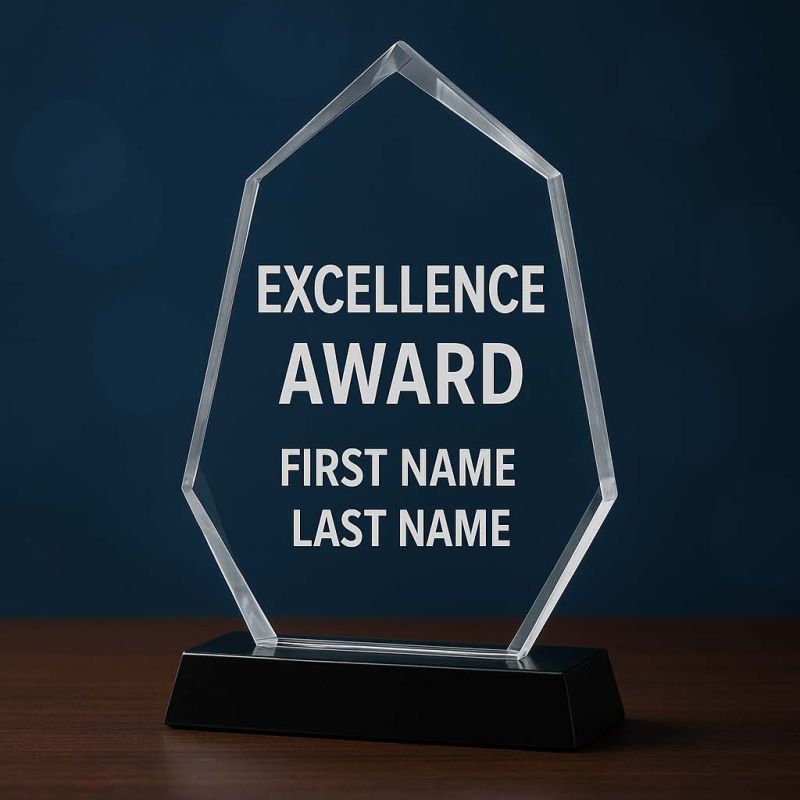 Acrylic excellence award recognition sample