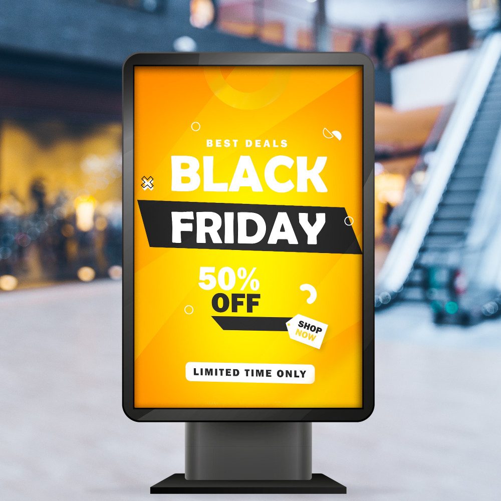 Backlit retail lightbox sign graphic.