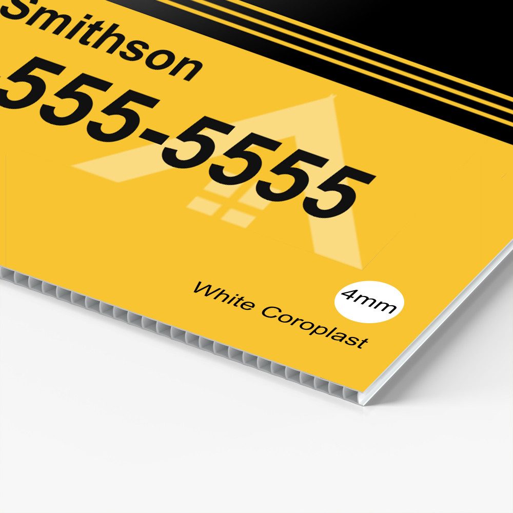 Close-up of 4mm Coroplast sign material.