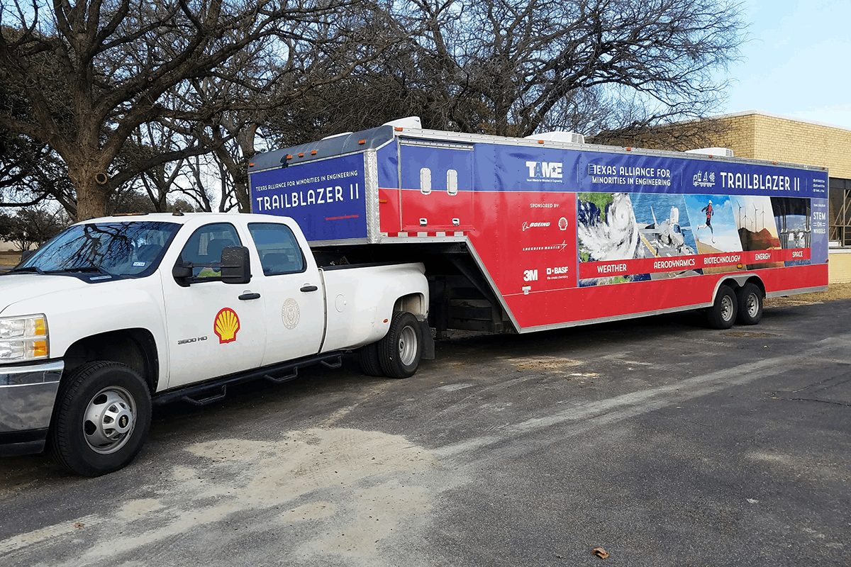 Large trailer wrap graphics for Texas Alliance for Minorities in Engineering.